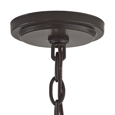 Franklin Iron Works Myland Bronze Wagon Wheel Chandelier 27" Wide Industrial 6-Light Fixture For Dining Room House Kitchen Island Entryway Bedroom 6 Franklin Iron Works Myland Bronze Wagon Wheel Chandelier 27" Wide Industrial 6-Light Fixture For Dining Room House Kitchen Island Entryway Bedroom - Image 4