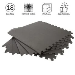 Foam Flooring Tiles - 18-Pack Interlocking EVA Foam Pieces Non-Toxic Floor Padding For Playroom Gym Or Basement By Stalwart (Gray) -Home Decor Shop GUEST 3dac285b 8ad6 46bf 9648 52bb68c09d58