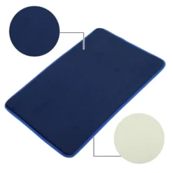 Unique Bargains Solid Color Pattern Bathroom Rugs Polyester Bath Mat Machine Washable Navy Blue 60x40cm -Home Decor Shop GUEST 3e7200b3 ba75 48e5 9dce b14d0f56b172