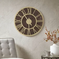 23.6" Mason Wood Wall Clock Brown/Gold - Madison Park -Home Decor Shop GUEST 3ecd0139 c6f6 4d57 a27c 6a58005c6fb8