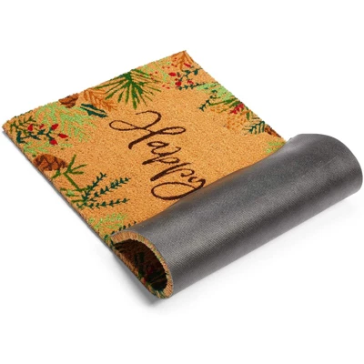 Okuna Outpost Happy Holidays Coco Coir Non Slip Christmas Doormat For Outdoor Entrance, Christmas Decor, 17 X 30 In 6 Okuna Outpost Happy Holidays Coco Coir Non Slip Christmas Doormat For Outdoor Entrance, Christmas Decor, 17 X 30 In - Image 4