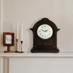 Bedford Clock Collection Chocolate Wood Mantel Clock With Chimes