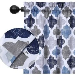 Trinity Moroccan Tile Pattern Quatrefoil Printed Kitchen Curtains