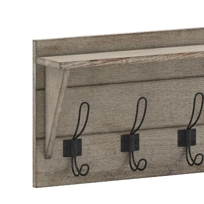 Emma And Oliver Rustic Wall Hanging Storage Rack With 5 Hooks For Entryway, Kitchen, Bathroom And More 9 Emma And Oliver Rustic Wall Hanging Storage Rack With 5 Hooks For Entryway, Kitchen, Bathroom And More - Image 7