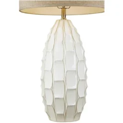 Possini Euro Design Cosgrove Modern Mid Century Table Lamp 32 3/4" Tall White Glazed Ceramic Beige Fabric Drum Shade For Bedroom Living Room Bedside 14 Possini Euro Design Cosgrove Modern Mid Century Table Lamp 32 3/4" Tall White Glazed Ceramic Beige Fabric Drum Shade For Bedroom Living Room Bedside -Home Decor Shop GUEST 4071ce30 3ef3 4f98 9390 6f7c7f7a79d4