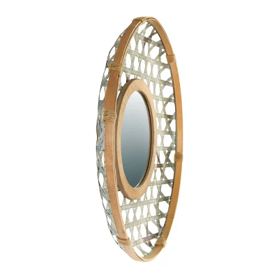 Round Metal Wall Mirror With Galvanized Wood Frame - Storied Home 4 Round Metal Wall Mirror With Galvanized Wood Frame - Storied Home - Image 2