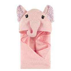Little Treasure Baby Girl Cotton Animal Face Hooded Towel, Floral Elephant, One Size