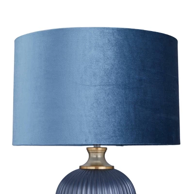 Fabric Table Lamp With Drum Shade Blue - Olivia & May 4 Fabric Table Lamp With Drum Shade Blue - Olivia & May - Image 2