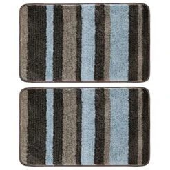 MDesign Soft Striped Microfiber Non-Slip Spa Mat, 34" X 21", 2 Pack -Home Decor Shop GUEST 435b8041 6264 4fb5 90d6 dabfe8e48c2f