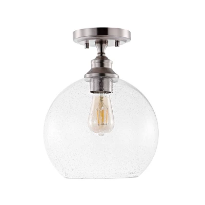 9.75" LED 1-Light Marla Iron/Seeded Glass Pendant Nickel/Clear - JONATHAN Y 4 9.75" LED 1-Light Marla Iron/Seeded Glass Pendant Nickel/Clear - JONATHAN Y - Image 2
