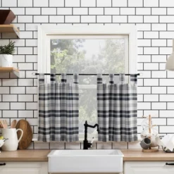 Blair Farmhouse Plaid Semi-Sheer Tab Top Kitchen Curtain Valance And Tiers Set - No. 918 -Home Decor Shop GUEST 43bce7d0 1001 4d22 b750 a97c3b8e1416