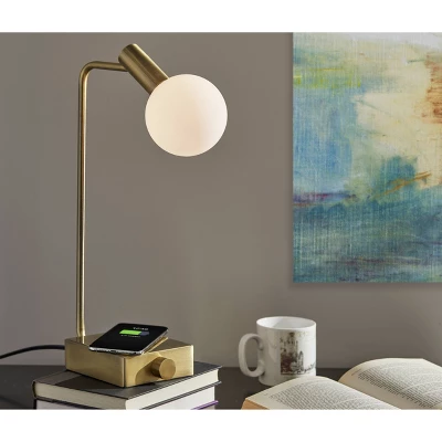 Windsor Charge Table Lamp Antique Brass (Includes LED Light Bulb) - Adesso 3 Windsor Charge Table Lamp Antique Brass (Includes LED Light Bulb) - Adesso