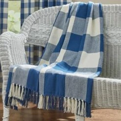 Park Designs Buffalo Check Throw - China Blue