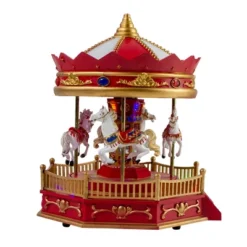 Northlight 9.25" LED Lighted Animated And Musical Carousel Christmas Village Display Piece -Home Decor Shop GUEST 46079143 9aa8 4b2a 9456 b72caabc6c8a
