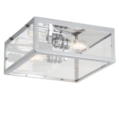 12" Metal/Glass Grayson Flush Mount (Includes Energy Efficient Light Bulb) - JONATHAN Y -Home Decor Shop GUEST 4607f2db 83e6 4254 a931 ffb3dab92b8a