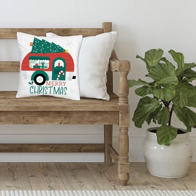 Big Dot Of Happiness Camper Christmas - Red And Green Holiday Party Home Decorative Canvas Cushion Case - Throw Pillow Cover - 16 X 16 Inches 4 Big Dot Of Happiness Camper Christmas - Red And Green Holiday Party Home Decorative Canvas Cushion Case - Throw Pillow Cover - 16 X 16 Inches - Image 2