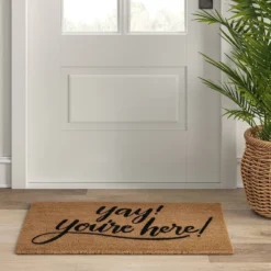 1'6"x2'6" Yay You're Here Coir Doormat Black/Beige - Threshold™ -Home Decor Shop GUEST 479b627f 1f35 4156 b7e7 4e97866e7bb6