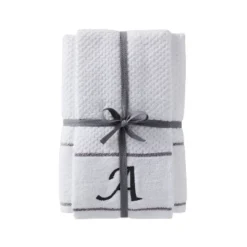 4pc Monogram Bath/Hand Towel Set White - SKL Home
