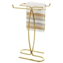 MDesign Metal Hand Towel Holder Stand For Countertop - 2 Pack - Soft Brass -Home Decor Shop GUEST 4a75fc66 b77e 41ae 8b3f 886f80d4615d