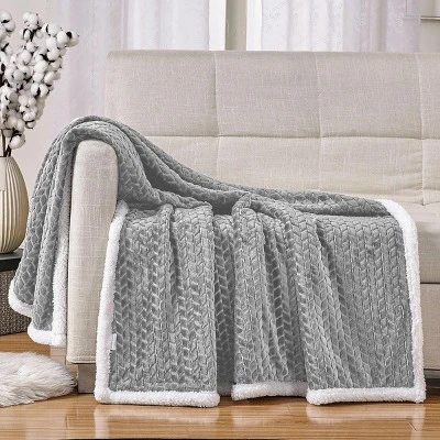 Kate Aurora Ultra Soft & Plush Herringbone Fleece Backing Sofa Accent Throw Blanket - 50 In. W X 60 In. L 5 Kate Aurora Ultra Soft & Plush Herringbone Fleece Backing Sofa Accent Throw Blanket - 50 In. W X 60 In. L - Image 3