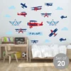 Big Dot Of Happiness Taking Flight - Airplane - Peel And Stick Nursery And Kids Room Vinyl Wall Art Stickers - Wall Decals - Set Of 20