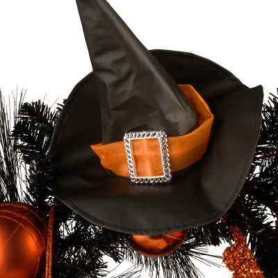 National Tree Company Artificial Witch's Wreath, Decorated With Black And Orange Trim, Ball Ornaments, Halloween Collection, 24 Inches 5 National Tree Company Artificial Witch's Wreath, Decorated With Black And Orange Trim, Ball Ornaments, Halloween Collection, 24 Inches - Image 3