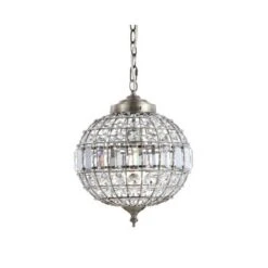 12" Crystal/Metal Georgina Chandelier Pendant (Includes Energy Efficient Light Bulb) Antique Brass - JONATHAN Y