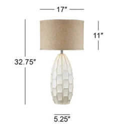 Possini Euro Design Cosgrove Modern Mid Century Table Lamp 32 3/4" Tall White Glazed Ceramic Beige Fabric Drum Shade For Bedroom Living Room Bedside 13 Possini Euro Design Cosgrove Modern Mid Century Table Lamp 32 3/4" Tall White Glazed Ceramic Beige Fabric Drum Shade For Bedroom Living Room Bedside -Home Decor Shop GUEST 53bf3a95 df5f 48d6 9796 6dc6eda7d7ac