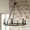 Franklin Iron Works Myland Bronze Wagon Wheel Chandelier 27" Wide Industrial 6-Light Fixture For Dining Room House Kitchen Island Entryway Bedroom -Home Decor Shop GUEST 541f9d2c 31e4 42a1 8db2 26bcf9016d97