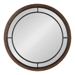 28" Round Audubon Wall Mirror Rustic Brown - Kate & Laurel All Things Decor
