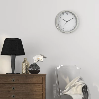 Hastings Home Analog Wall Clock With Hidden Compartments - 10", Silver 7 Hastings Home Analog Wall Clock With Hidden Compartments - 10", Silver - Image 5