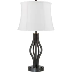 360 Lighting Heather Modern Industrial Table Lamps 25 3/4" High Set Of 2 Dark Iron With USB Charging Port White Softback Drum Shade For Bedroom Desk 10 360 Lighting Heather Modern Industrial Table Lamps 25 3/4" High Set Of 2 Dark Iron With USB Charging Port White Softback Drum Shade For Bedroom Desk -Home Decor Shop GUEST 561a263d adf3 4a50 a21d bec7d9e7491b