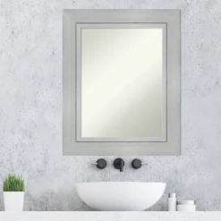 25" X 31" Non-Beveled Romano Silver Wood Bathroom Wall Mirror - Amanti Art -Home Decor Shop GUEST 5625d74a a514 400b 9274 6b574f2c400b