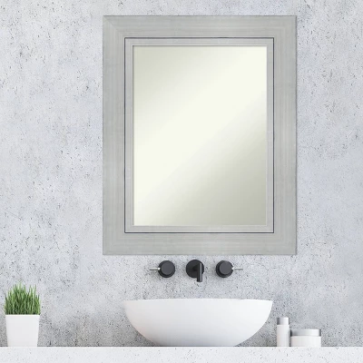 25" X 31" Non-Beveled Romano Silver Wood Bathroom Wall Mirror - Amanti Art 6 25" X 31" Non-Beveled Romano Silver Wood Bathroom Wall Mirror - Amanti Art - Image 4