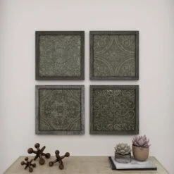 Metal Floral Embossed Wall Decor Set Of 4 Gray - Olivia & May 38 Metal Floral Embossed Wall Decor Set Of 4 Gray - Olivia & May -Home Decor Shop GUEST 571e5853 9454 463c b284 adbb4b742c6d