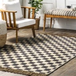 NuLOOM Connie Checkered Wool/Jute Tasseled Area Rug -Home Decor Shop GUEST 59c813f7 bffe 45ab 9bf3 ac32ae66746c