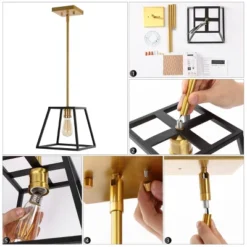 9.25" 1-Light Girard Farmhouse Industrial Iron LED Pendant Black/Brass Gold - JONATHAN Y -Home Decor Shop GUEST 5b9a7292 d95c 4699 b680 63846763f847