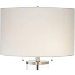 Possini Euro Design Fritz Modern Table Lamps 26 1/2" High Set Of 2 Silver Clear Glass With USB And AC Power Outlet In Base Drum Shade For Bedroom Desk -Home Decor Shop GUEST 5cdb1959 336d 4d28 80b8 7fd77310c8d7