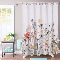 Floral Wave Shower Curtain White - Threshold™