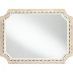 Noble Park Favreau Rectangular Vanity Wall Mirror Rustic Farmhouse Beaded Scalloped Natural Gray Wood Frame 27 1/2" Wide For Bathroom Bedroom Entryway -Home Decor Shop GUEST 5e0857bf 6107 48d1 b51a 5f4534feebad