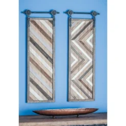 Wood Geometric Linear Carved Wall Decor With Suspended Frame Set Of 2 Brown - Olivia & May -Home Decor Shop GUEST 5f4a1a43 f1b0 4985 82d2 d6f7daa1cc19