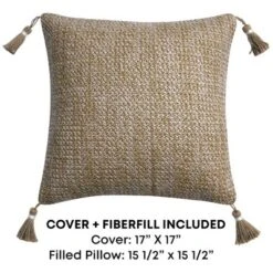 Home Decor Shop 21 "Honeycomb Outdoor" Raffia Natural Toss Pillows (2-Pack)