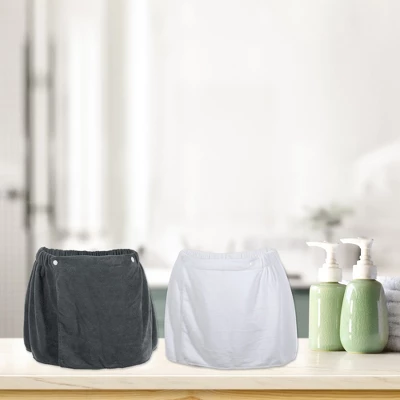 Unique Bargains Men's Bath Wrap Towel For Shower Spa Adjustable Robes With Hair Dry Cap White Gray 2 Pcs 3 Unique Bargains Men's Bath Wrap Towel For Shower Spa Adjustable Robes With Hair Dry Cap White Gray 2 Pcs