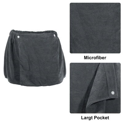 Unique Bargains Men's Bath Wrap Towel For Shower Spa Adjustable Robes With Hair Dry Cap White Gray 2 Pcs 4 Unique Bargains Men's Bath Wrap Towel For Shower Spa Adjustable Robes With Hair Dry Cap White Gray 2 Pcs - Image 2