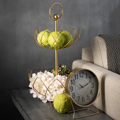 Sullivans Burnished Brass Desk Clock 10"H Gold 4 Sullivans Burnished Brass Desk Clock 10"H Gold - Image 2