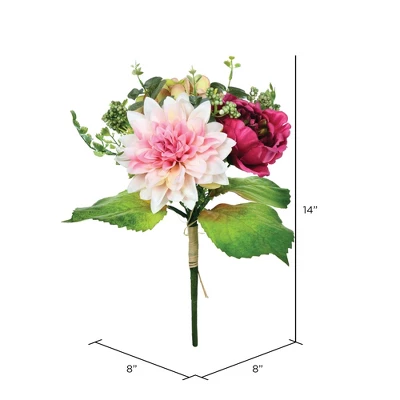 Vickerman 14" Artificial Mixed Fall Peony Hydrangea Bush. 2 Vickerman 14" Artificial Mixed Fall Peony Hydrangea Bush.