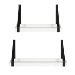 Home Decor Shop 31 (Set Of 2) 5" X 10" Sudbury Wood And Metal Wall Shelf Set White/Black - Kate & Laurel All Things Decor