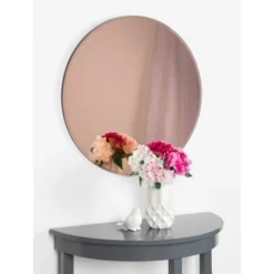 26" X 26" Azalea Rose Gold Tinted Frameless Round Wall Mirror Rose Gold - Kate And Laurel -Home Decor Shop GUEST 638e26e8 6e12 4b4b b1f0 34f0c0408fb6