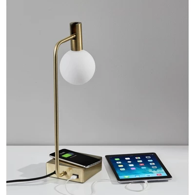 Windsor Charge Table Lamp Antique Brass (Includes LED Light Bulb) - Adesso 5 Windsor Charge Table Lamp Antique Brass (Includes LED Light Bulb) - Adesso - Image 3
