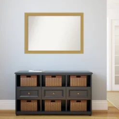 40" X 28" Non-Beveled Grace Bathroom Wall Mirror Brushed Gold - Amanti Art -Home Decor Shop GUEST 64e258fe 8416 4433 bf0c 628d7c588381